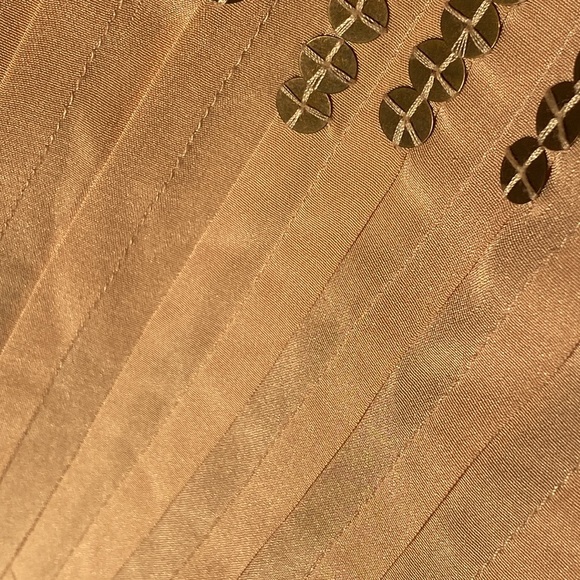 TIBI - silk pocketed, pleated romper: rose gold, square neck, button closure - 4 - Picture 13 of 16